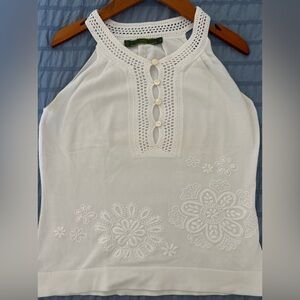 Oilily White Crochet Detail Tank Top